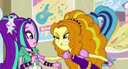 Size: 1259x687 | Tagged: safe, derpibooru import, screencap, adagio dazzle, aria blaze, sonata dusk, equestria girls, rainbow rocks, angry, female, food, gem, guitar, image, jpeg, musical instrument, poster, siren gem, taco, taco tuesday