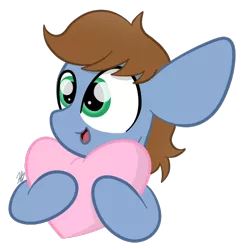 Size: 586x599 | Tagged: safe, artist:sugarcloud12, derpibooru import, oc, oc:round trip, pony, chibi, heart, heart pillow, image, male, pillow, png, simple background, solo, stallion, transparent background