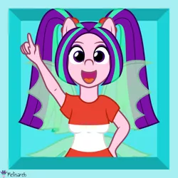 Size: 4000x4000 | Tagged: safe, artist:melisareb, derpibooru import, part of a set, aria blaze, equestria girls, .svg available, absurd resolution, crossover, female, fin wings, image, looking at you, pigtails, png, pun, rhythm heaven, solo, the dazzles, vector, visual pun, wings