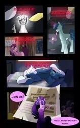 Size: 1280x2035 | Tagged: safe, artist:aztrial, derpibooru import, double diamond, night glider, party favor, starlight glimmer, sugar belle, earth pony, pegasus, pony, unicorn, comic, dialogue, equal cutie mark, image, jpeg