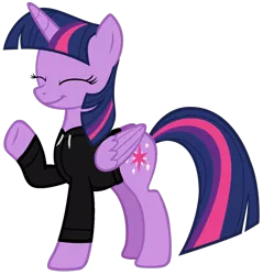 Size: 1280x1339 | Tagged: safe, artist:edy_january, derpibooru import, edit, vector edit, twilight sparkle, twilight sparkle (alicorn), alicorn, clothes, gopnik, hardbass, image, jacket, png, slav, solo, vector