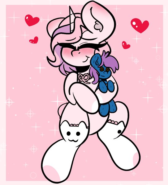 Size: 978x1080 | Tagged: safe, artist:theawkwarddork, derpibooru import, oc, oc:sakukitty, alicorn, pony, absurd resolution, clothes, ear fluff, freckles, heart, image, plushie, png, ribbon, simple background, socks, solo, thigh highs