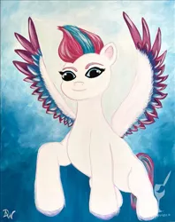 Size: 475x600 | Tagged: safe, artist:painting with a twist, derpibooru import, official, zipp storm, pegasus, pony, female, g5, image, jpeg, mare, painting, solo, traditional art, watermark