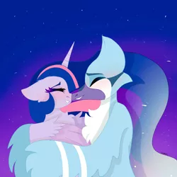 Size: 1280x1280 | Tagged: safe, artist:moodi, derpibooru import, twilight sparkle, alicorn, bird, blue jay, pony, blushing, crossover, crossover shipping, cute, duo, female, image, male, mordecai, mordetwi, png, regular show, shipping, straight, why