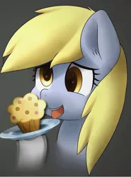 Size: 640x865 | Tagged: safe, artist:marble-soda, artist:notsafe2safeponies, derpibooru import, edit, derpy hooves, pegasus, pony, cute, food, image, jpeg, muffin, sfw edit, tongue out