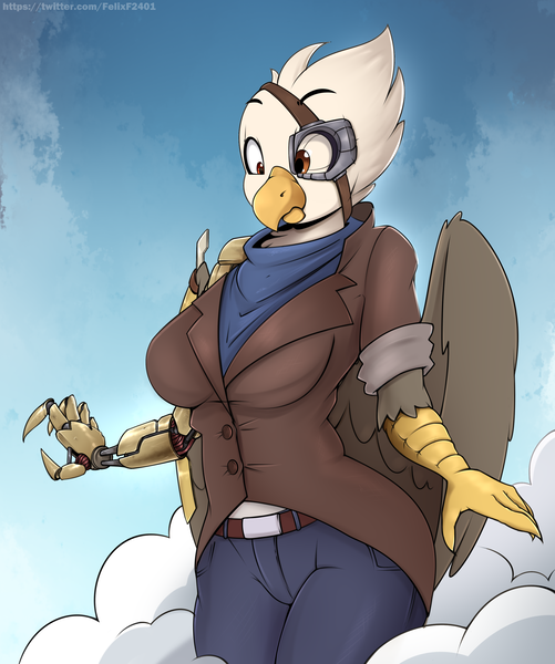 Size: 2480x2970 | Tagged: safe, artist:felixf, derpibooru import, oc, anthro, cyborg, gryphon, anthro oc, commission, cyberpunk, digital art, griffon oc, high res, image, png