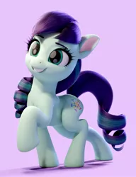Size: 1445x1879 | Tagged: safe, artist:therealdjthed, derpibooru import, coloratura, earth pony, pony, 3d, blender, cute, female, image, jpeg, mare, purple background, rarabetes, simple background, smiling, solo