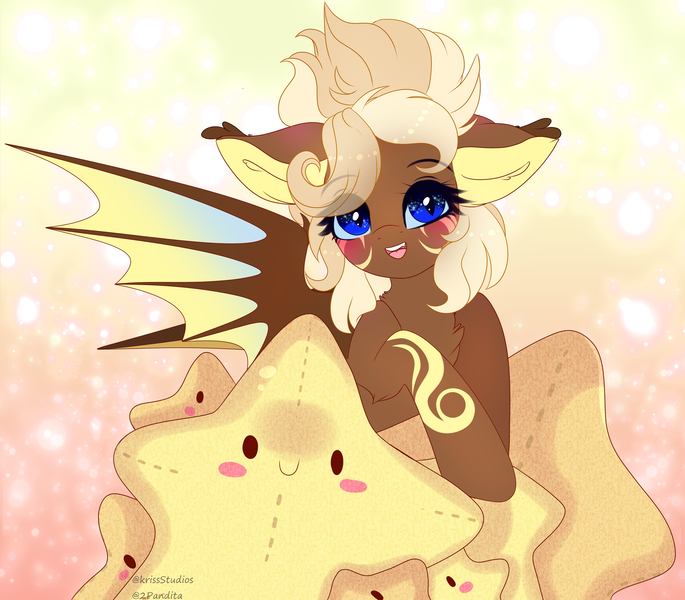 Size: 4269x3739 | Tagged: safe, artist:2pandita, derpibooru import, oc, bat pony, pony, female, image, mare, plushie, png, solo, star plushie, stars