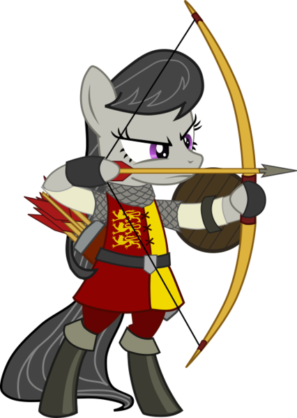 Size: 504x710 | Tagged: safe, artist:cinder vel, derpibooru import, octavia melody, earth pony, pony, archer, archery, bipedal, bow (weapon), dexterous hooves, england, image, png, simple background, transparent background