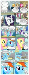 Size: 612x1552 | Tagged: safe, artist:newbiespud, derpibooru import, edit, edited screencap, screencap, applejack, fluttershy, pinkie pie, twilight sparkle, earth pony, pegasus, pony, unicorn, comic:friendship is dragons, magical mystery cure, a true true friend, big crown thingy, building, cloud, comic, dialogue, element of kindness, element of magic, eyelashes, female, horn, i've got to find a way, image, jewelry, kicking, lightning, mare, open mouth, outdoors, png, ponyville, rain, regalia, screencap comic, snow, swapped cutie marks, unicorn twilight, wings