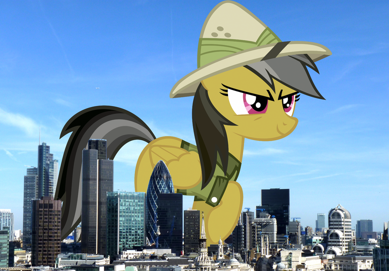 Size: 3476x2421 | Tagged: safe, artist:piranhaplant1, derpibooru import, daring do, pegasus, pony, england, female, giant pegasus, giant pony, giantess, highrise ponies, image, irl, london, macro, mare, mega giant, photo, png, ponies in real life, united kingdom