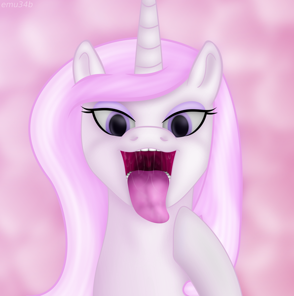 Size: 4008x4035 | Tagged: safe, artist:emu34b, derpibooru import, fleur-de-lis, pony, unicorn, absurd resolution, drool, female, image, mare, maw, mawshot, missing accessory, open mouth, png, solo, tongue out, uvula, vector