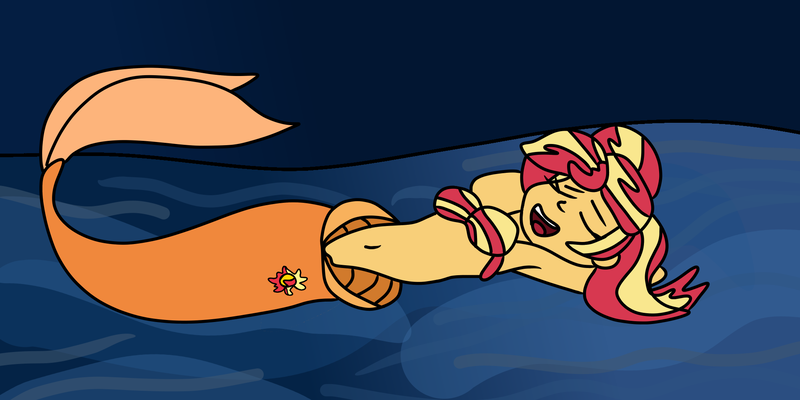 Size: 1999x1000 | Tagged: safe, artist:jadethepegasus, derpibooru import, sunset shimmer, mermaid, fanfic, fanfic:sunset shimmer discovers her feet, equestria girls, belly button, bra, clothes, crossover, cute, fanfic art, female, image, mermaid tail, mermaidized, png, seashell bra, shimmerbetes, solo, solo female, species swap, the little mermaid, underwater, underwear