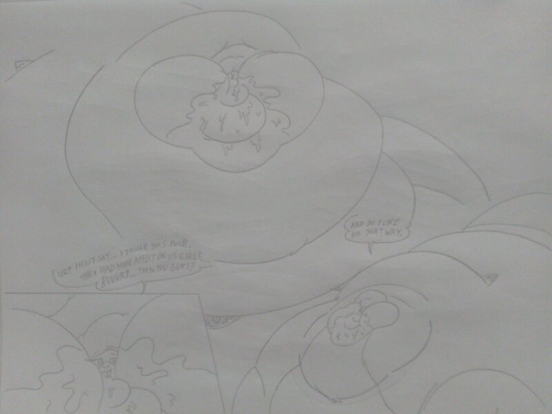 Size: 2592x1944 | Tagged: questionable, artist:princebluemoon3, derpibooru import, gallus, silverstream, gryphon, hippogriff, series:yummy desserts epilogue, bhm, blob, blobface, burp, dialogue, fat, female, flabbus, gallstream, grayscale, grin, happy, hiccup, image, immobile, impossibly large everything, impossibly obese, jpeg, male, messy eating, monochrome, morbidly obese, multichin, obese, shipping, silverblob, sketch, smiling, straight, traditional art, weight gain