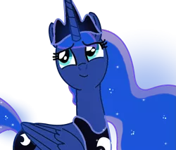 Size: 1239x1056 | Tagged: safe, artist:goldlines005, derpibooru import, princess luna, alicorn, pony, base used, bust, ethereal mane, eyelashes, female, horn, image, jewelry, mare, peytral, png, simple background, smiling, solo, starry mane, tiara, transparent background, wings