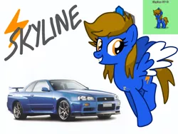 Size: 4096x3072 | Tagged: safe, artist:forzaveteranenigma, derpibooru import, oc, oc:skyline gtr, pegasus, pony, pony town, car, ibispaint x, image, jewelry, looking at you, mlp oc, nissan, nissan skyline, not an alicorn, original character do not steal, pegasus oc, png, smiling, smiling at you, tiara, wings