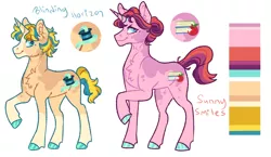 Size: 1900x1100 | Tagged: safe, artist:cactiflowers, derpibooru import, oc, oc:blinding horizon, oc:sunny smiles, unofficial characters only, pony, unicorn, image, magical lesbian spawn, male, offspring, parent:starlight glimmer, parent:sunset shimmer, parents:shimmerglimmer, png, stallion