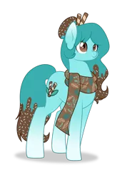 Size: 1178x1719 | Tagged: safe, artist:auroranovasentry, derpibooru import, oc, oc:choco mint, ponified, food pony, original species, pony, clothes, female, food, image, mare, png, scarf, simple background, solo, transparent background