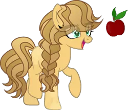 Size: 1205x1036 | Tagged: safe, artist:dayspringsentryyt, derpibooru import, oc, earth pony, pony, female, image, mare, offspring, parent:applejack, parent:caramel, parents:carajack, png, simple background, solo, transparent background