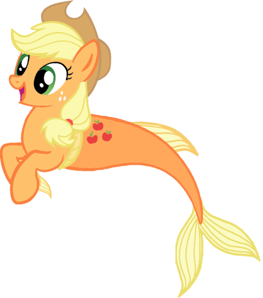 Size: 952x1079 | Tagged: safe, artist:saphirabjarskular, derpibooru import, applejack, earth pony, merpony, pony, seapony (g4), applejack's hat, cowboy hat, dorsal fin, female, fins, fish tail, flowing tail, green eyes, hat, image, open mouth, open smile, png, seaponified, seapony applejack, simple background, smiling, solo, species swap, tail, transparent background, yellow mane