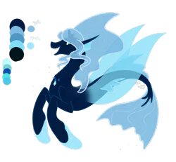 Size: 2545x2356 | Tagged: safe, artist:cyanreef, derpibooru import, oc, unofficial characters only, seapony (g4), blue eyes, blue mane, crown, dorsal fin, eyelashes, fins, fin wings, fish tail, flowing mane, flowing tail, image, jewelry, necklace, open mouth, open smile, png, regalia, simple background, smiling, solo, tail, teeth, transparent background, wings