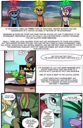 Size: 719x1112 | Tagged: safe, artist:candyclumsy, derpibooru import, spike, oc, pony, unicorn, comic:revolution of harmony, colt, fake id, history, horn, image, jpeg, male, older, older spike, the sims, unicorn oc