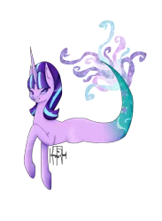 Size: 1258x1721 | Tagged: safe, artist:kimmytheredhead, derpibooru import, starlight glimmer, merpony, pony, seapony (g4), unicorn, female, fish tail, flowing tail, horn, image, mermaid tail, png, purple eyes, seaponified, seapony starlight glimmer, signature, simple background, smiling, solo, species swap, tail, teeth, transparent background