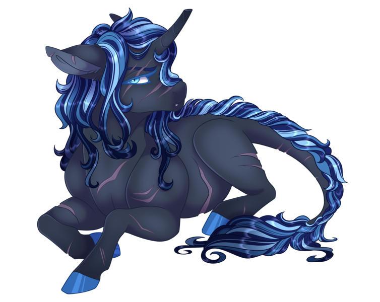 Size: 3063x2438 | Tagged: safe, artist:gigason, derpibooru import, oc, oc:glory strike, pony, unicorn, female, image, lying down, magical gay spawn, mare, offspring, parent:king sombra, parent:shining armor, parents:shiningsombra, png, prone, scar, simple background, solo, transparent background