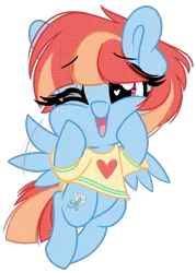 Size: 1534x2145 | Tagged: safe, artist:emberslament, derpibooru import, windy whistles, pegasus, pony, chibi, clothes, cute, female, freckles, heart eyes, image, one eye closed, png, request, shirt, short mane, short tail, simple background, solo, squishy cheeks, transparent background, wing flap, wingding eyes, wink