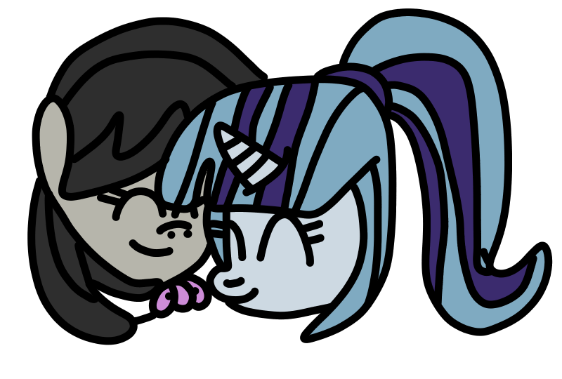 Size: 800x540 | Tagged: safe, artist:jadethepegasus, derpibooru import, octavia melody, sonata dusk, chibi, cute, female, image, lesbian, png, shipping, sontavia