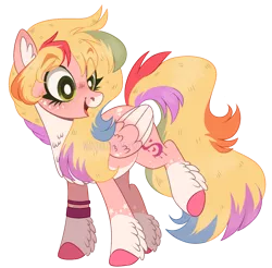 Size: 1591x1563 | Tagged: safe, artist:wanderingpegasus, derpibooru import, oc, oc:day dreamer, oc:daydreamer, unofficial characters only, pegasus, pony, arm band, chest fluff, coat markings, colored hooves, colored wings, ear fluff, feathered fetlocks, female, folded wings, freckles, gradient wings, image, mare, open mouth, png, ponysona, simple background, snip (coat marking), socks (coat marking), solo, transparent background, wings