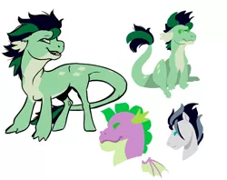 Size: 1280x1016 | Tagged: safe, artist:sandieflower, derpibooru import, snow hope, spike, oc, unnamed oc, dracony, dragon, earth pony, hybrid, pony, image, interspecies offspring, jpeg, magical gay spawn, offspring, parent:snow hope, parent:spike, simple background, white background, winged spike