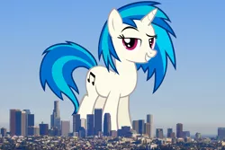 Size: 1920x1280 | Tagged: safe, artist:moongazeponies, derpibooru import, vinyl scratch, pony, unicorn, california, female, giant pony, giant unicorn, giant vinyl scratch/giant dj pon-3, giantess, highrise ponies, image, irl, los angeles, macro, mare, mega giant, photo, png, ponies in real life