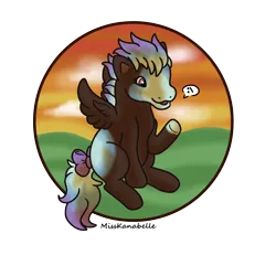 Size: 1950x1800 | Tagged: safe, artist:misskanabelle, derpibooru import, oc, oc:wildfire, unofficial characters only, pegasus, pony, bow, female, image, mare, music notes, pegasus oc, pictogram, png, signature, simple background, solo, tail bow, transparent background, underhoof, wings