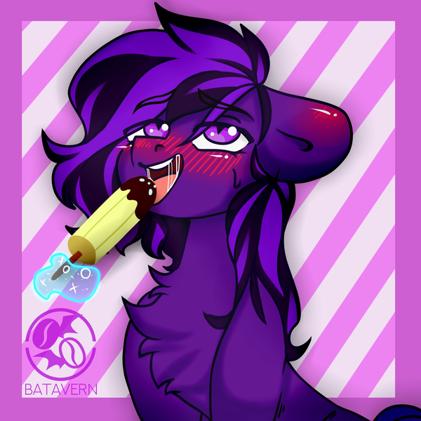 Size: 2000x2000 | Tagged: safe, artist:batavern, derpibooru import, oc, oc:kioshka, earth pony, pony, banana, food, image, png