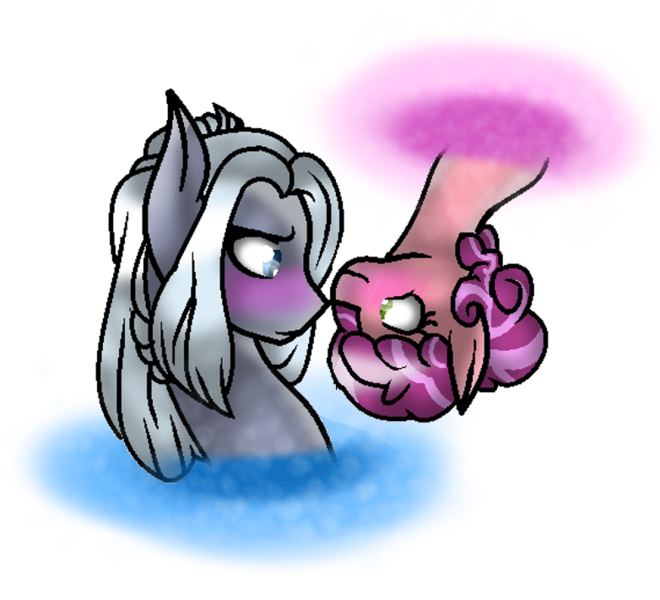 Size: 782x711 | Tagged: safe, artist:aonairfaol, derpibooru import, oc, oc:moon pie, earth pony, pony, blushing, earth pony oc, female, image, male, mare, png, portal, simple background, stallion, transparent background, upside down