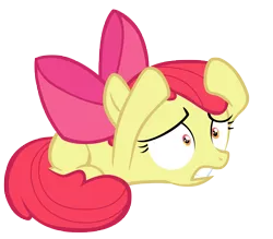 Size: 8000x7000 | Tagged: safe, artist:tardifice, derpibooru import, apple bloom, earth pony, pony, absurd resolution, apple bloom's bow, bow, female, filly, gritted teeth, hair bow, image, lying down, png, scared, shrunken pupils, simple background, solo, transparent background, vector