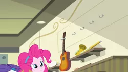 Size: 3410x1920 | Tagged: safe, derpibooru import, screencap, pinkie pie, rarity, equestria girls, equestria girls series, overpowered (equestria girls), applejack's hat, cowboy hat, female, hairpin, hat, high res, image, jpeg, offscreen character
