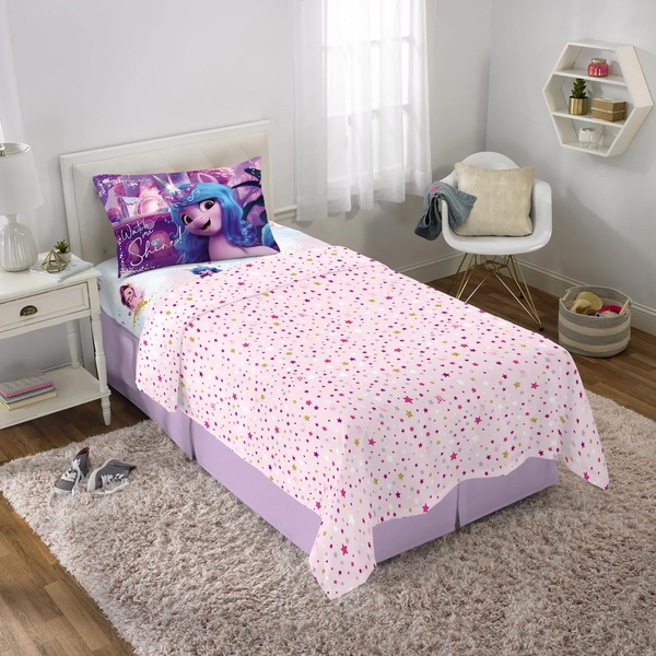 Size: 1500x1500 | Tagged: safe, derpibooru import, official, izzy moonbow, pipp petals, pegasus, pony, unicorn, bed, bedsheets, blanket, female, g5, image, jpeg, mare, merchandise, pillow