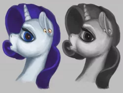 Size: 1600x1200 | Tagged: safe, artist:escapisttwi, derpibooru import, rarity, pony, unicorn, bust, ear piercing, earring, grayscale, image, jewelry, jpeg, monochrome, piercing, portrait