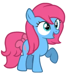 Size: 768x768 | Tagged: safe, artist:evansworld, derpibooru import, baby cuddles, earth pony, pony, baby, baby pony, bow, cuddlebetes, cute, female, filly, g1 to g4, g4, generation leap, image, open mouth, open smile, png, raised hoof, raised leg, simple background, smiling, solo, tail bow, transparent background