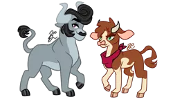 Size: 2001x1142 | Tagged: safe, artist:buttercupisqueen, derpibooru import, idw, king longhorn, bull, cow, them's fightin' herds, arizona (tfh), community related, duo, female, idw showified, image, male, png, simple background, transparent background, vector