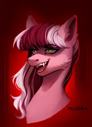 Size: 2000x2758 | Tagged: safe, artist:pilushka, derpibooru import, oc, oc:dusty ember, commission, fangs, image, png, teef, ych result