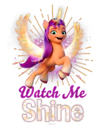 Size: 700x900 | Tagged: safe, derpibooru import, official, sunny starscout, alicorn, earth pony, pony, my little pony: a new generation, spoiler:my little pony: a new generation, alicornified, cropped, design, female, flying, g5, image, mare, merchandise, png, race swap, shirt design, simple background, solo, text, transparent background