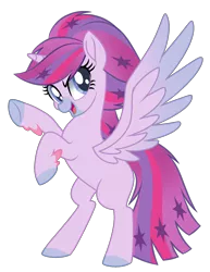 Size: 1363x1761 | Tagged: safe, artist:amicasecretuwu, derpibooru import, oc, alicorn, hybrid, pony, image, magical lesbian spawn, offspring, parent:queen novo, parent:twilight sparkle, png, simple background, solo, transparent background