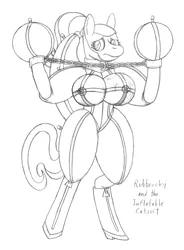 Size: 2650x3610 | Tagged: suggestive, artist:supra80, derpibooru import, fluttershy, anthro, pegasus, unguligrade anthro, air inflation, air nozzle, bdsm, big breasts, black and white, bodysuit, bondage, bondage mitts, bound wings, breasts, busty fluttershy, catsuit, chains, clothes, collar, collar ring, cuffs, female, femsub, fetish, grayscale, hood, huge breasts, image, inflatable, inflatable fetish, inflatable suit, inflation, latex, latex suit, lineart, monochrome, nipples, nudity, png, ponytail, rubbershy, sketch, solo, solo female, submissive, thigh expansion, thighs, thunder thighs, traditional art, wings, wing sleeves