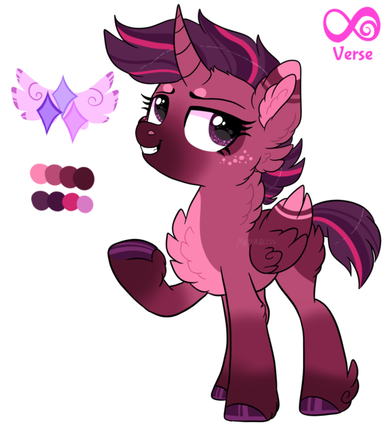 Size: 1818x2005 | Tagged: safe, artist:moccabliss, derpibooru import, oc, oc:shimmering stardusk, alicorn, pony, female, image, magical lesbian spawn, mare, offspring, parent:tempest shadow, parent:twilight sparkle, parents:tempestlight, png, simple background, solo, transparent background