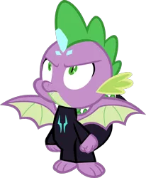 Size: 1280x1556 | Tagged: safe, artist:benpictures1, derpibooru import, spike, dragon, comic:the storm kingdom, my little pony: the movie, bad end, bodysuit, clothes, crystal of light, image, inkscape, lieutenant spike, male, png, simple background, solo, transparent background, vector, winged spike