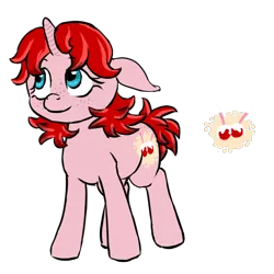 Size: 900x900 | Tagged: safe, alternate version, artist:multiverseequine, derpibooru import, oc, oc:peony, unofficial characters only, pony, unicorn, cutie mark, daybreak island, derpibooru exclusive, female, freckles, horn, image, png, simple background, small, solo, transparent background, unicorn oc