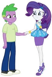 Size: 859x1263 | Tagged: safe, artist:georgegarza01, derpibooru import, rarity, spike, human, equestria girls, female, holding hands, human spike, humanized, image, male, png, rarity peplum dress, shipping, simple background, sparity, straight, transparent background, vector